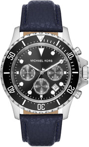  Shop Authentic Michael Kors Everest Chronograph Black Dial Blue Leather Strap Watch For Men - MK9091 - Luxxuri