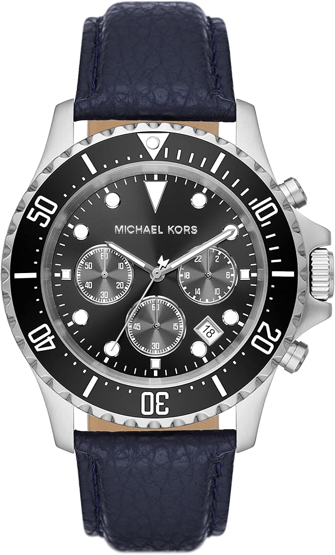  Shop Authentic Michael Kors Everest Chronograph Black Dial Blue Leather Strap Watch For Men - MK9091 - Luxxuri