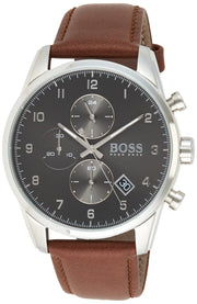  Shop Authentic Hugo Boss Navigator Grey Dial Brown Leather Strap Watch for Men - 1513494 - Luxxuri