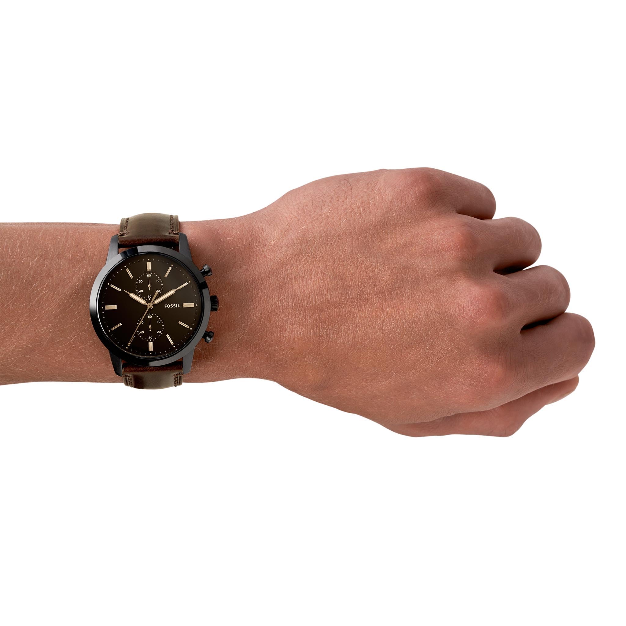  Shop Authentic Fossil Townsman Chronograph Black Dial Brown Leather Strap Watch for Men - FS5437 - Luxxuri
