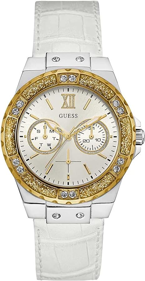  Shop Authentic Guess Limelight Quartz Silver Dial White Leather Strap Watch For Women - W0775l8 - Luxxuri