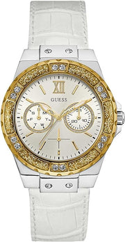  Shop Authentic Guess Limelight Quartz Silver Dial White Leather Strap Watch For Women - W0775l8 - Luxxuri