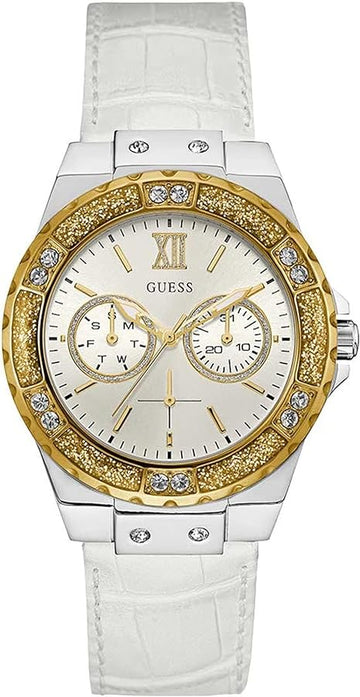  Shop Authentic Guess Limelight Quartz Silver Dial White Leather Strap Watch For Women - W0775l8 - Luxxuri