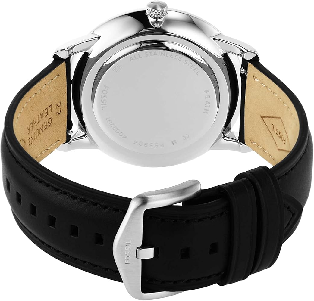  Shop Authentic Fossil Neutra Minimalist Moonphase Black Dial Black Leather Strap Watch for Men - FS5904 - Luxxuri