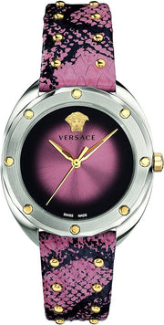  Shop Authentic Versace Shadov Pink Dial Pink Leather Strap Watch for Women - VEBM00818 - Luxxuri