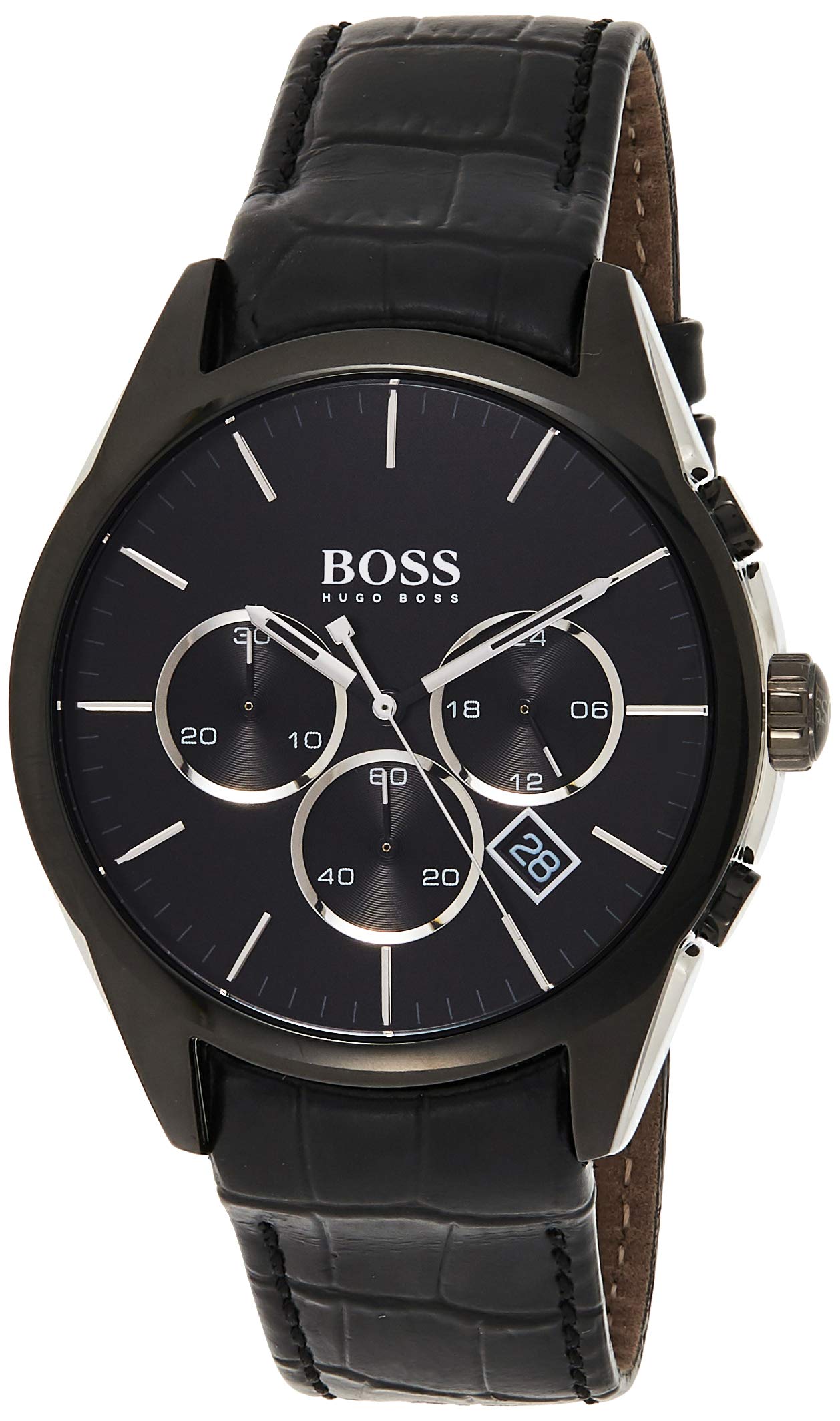  Shop Authentic Hugo Boss Onyx Black Dial Black Leather Strap Watch for Men - 1513367 - Luxxuri