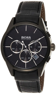  Shop Authentic Hugo Boss Onyx Black Dial Black Leather Strap Watch for Men - 1513367 - Luxxuri
