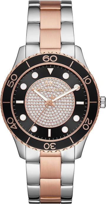  Shop Authentic Michael Kors Runway Quartz Black Dial Two Tone Steel Strap Watch For Women - MK6960 - Luxxuri