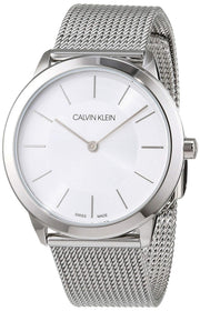  Shop Authentic Calvin Klein Minimal White Dial Silver Mesh Bracelet Watch for Men - K3M22126 - Luxxuri
