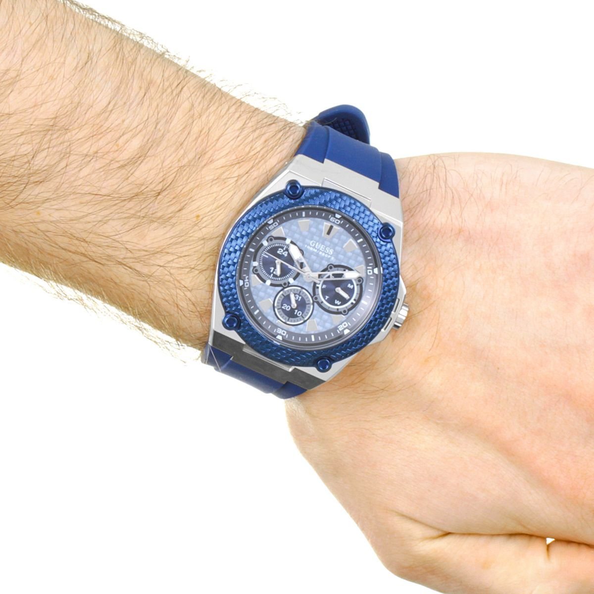  Shop Authentic Guess Legacy Grey Dial Blue Silicone Strap Watch For Men - W1049G1 - Luxxuri