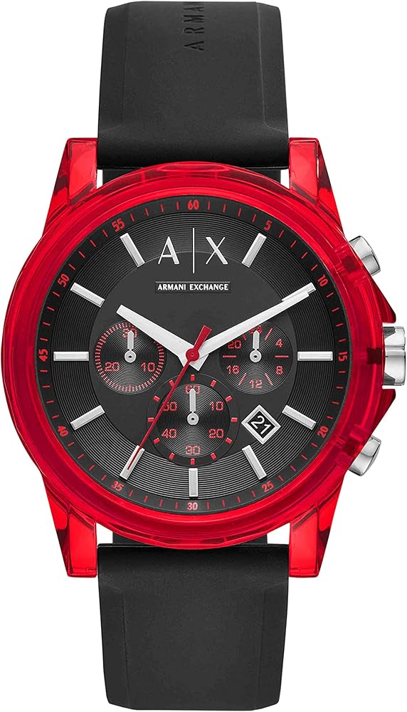  Shop Authentic Armani Exchange Outerbanks Chronograph Black Dial Black Silicone Strap Watch For Men - AX1338 - Luxxuri