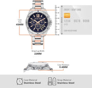  Shop Authentic Michael Kors Brecken Chronograph Blue Dial Two Tone Steel Strap Watch For Men - MK9065 - Luxxuri