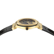  Shop Authentic Versace Greca Moonphase Analog Black Dial Black Leather Strap Watch For Men - VE7G00123 - Luxxuri