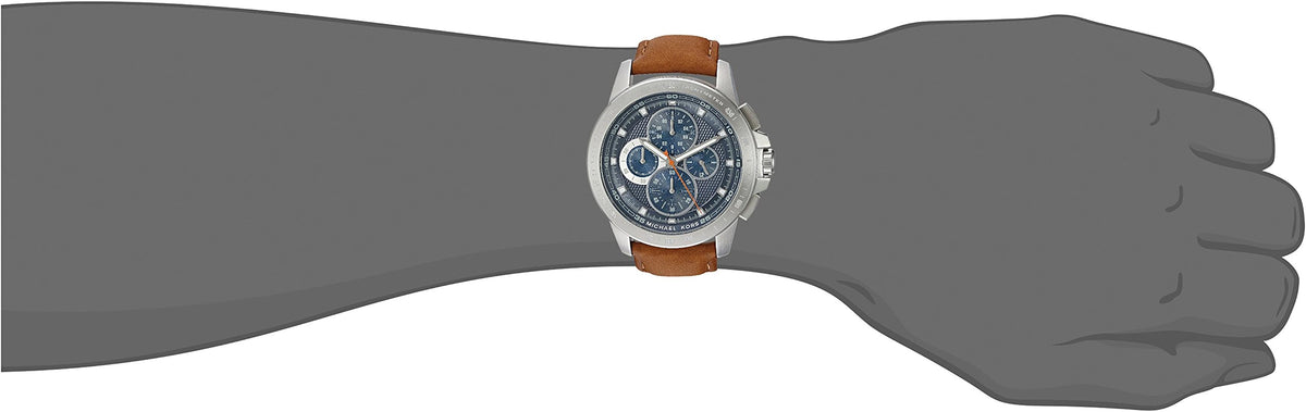  Shop Authentic Michael Kors Ryker Chronograph Analog Blue Dial Brown Leather Strap Watch For Men - MK8518 - Luxxuri