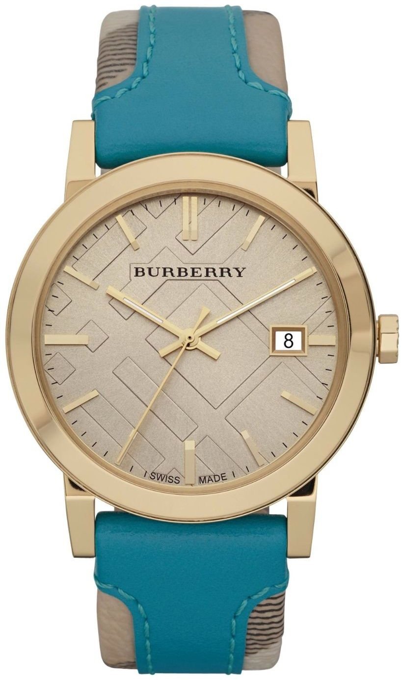  Shop Authentic Burberry The City Gold Dial Blue Leather Strap Watch for Women - BU9018 - Luxxuri