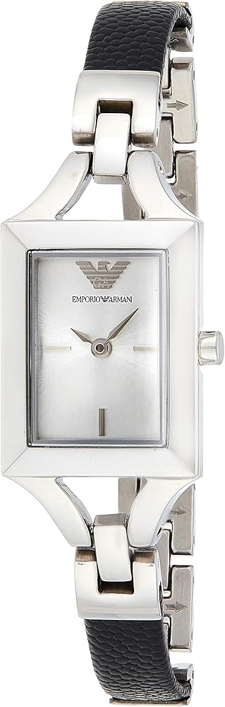  Shop Authentic Emporio Armani Chiara Analog Silver Dial Black Leather Strap Watch For Women - AR7372 - Luxxuri