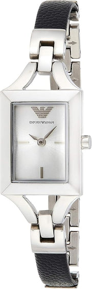  Shop Authentic Emporio Armani Chiara Analog Silver Dial Black Leather Strap Watch For Women - AR7372 - Luxxuri