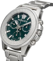  Shop Authentic Versace Greca Action Chronograph Quartz Green Dial Silver Steel Strap Watch for Men - VE3J00422 - Luxxuri