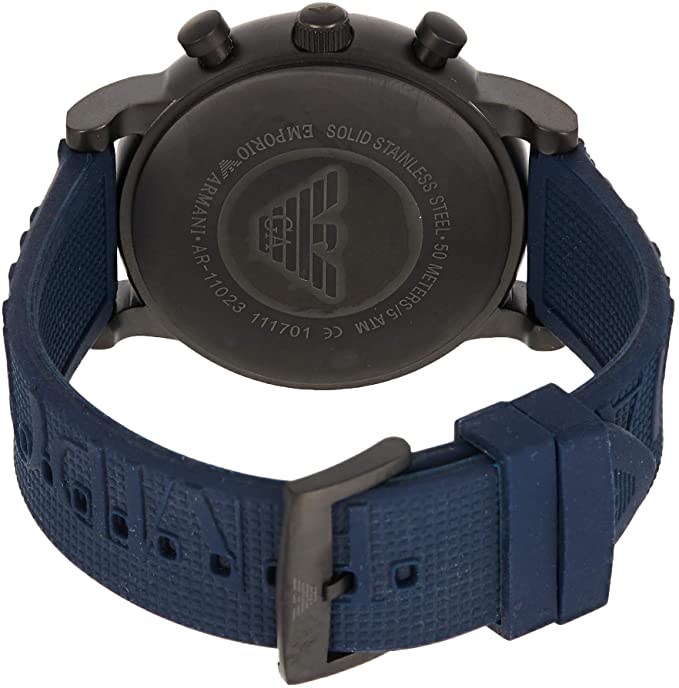  Shop Authentic Emporio Armani  Luigi Chronograph Black Dial Blue Rubber Strap Watch For Men - AR11023 - Luxxuri
