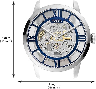  Shop Authentic Fossil Townsman Automatic Skeleton Blue Dial Black Leather Strap Watch for Men - ME3200 - Luxxuri