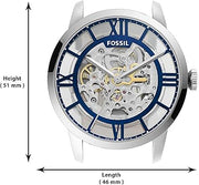  Shop Authentic Fossil Townsman Automatic Skeleton Blue Dial Black Leather Strap Watch for Men - ME3200 - Luxxuri