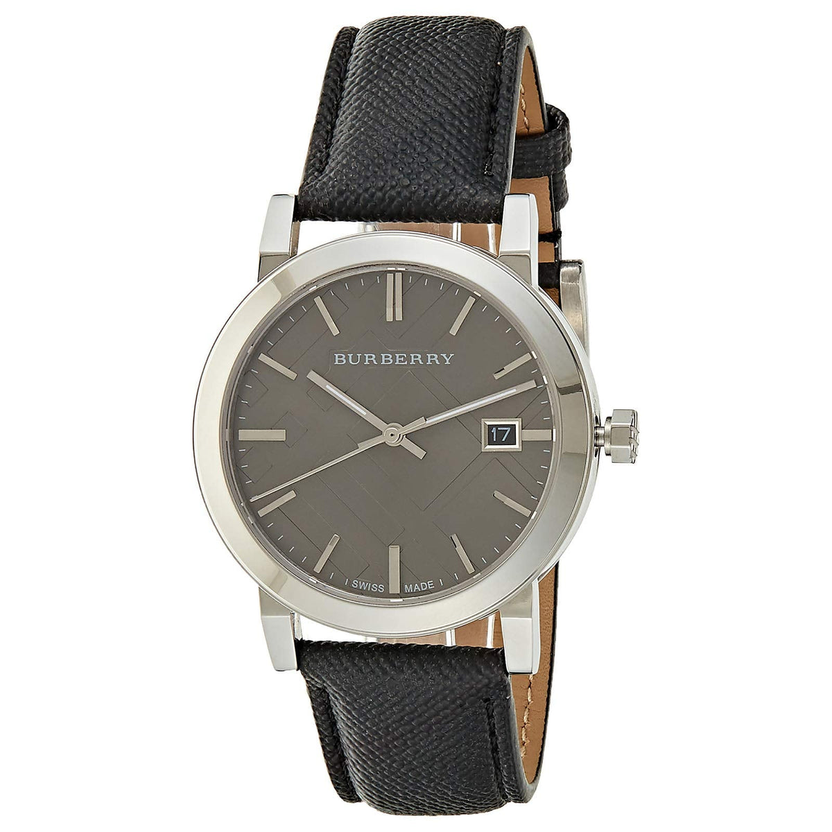  Shop Authentic Burberry The City Grey Dial Black Leather Strap Watch for Men - BU9030 - Luxxuri