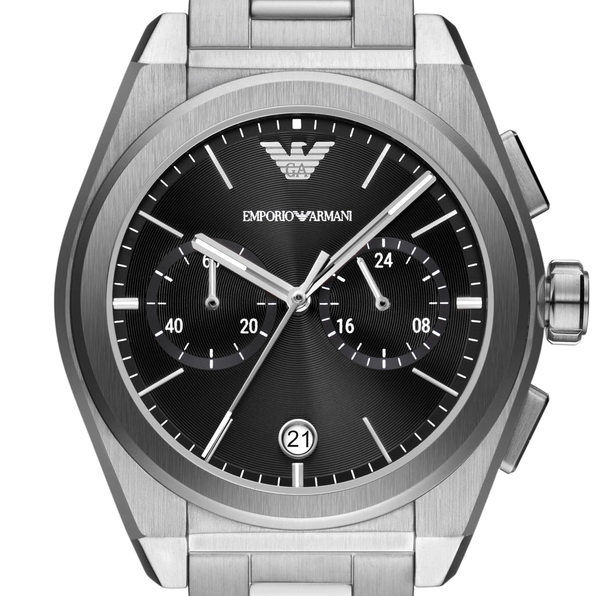  Shop Authentic Emporio Armani Federico Chronograph Black Dial Silver Steel Strap Watch For Men - AR11560 - Luxxuri