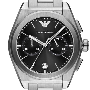  Shop Authentic Emporio Armani Federico Chronograph Black Dial Silver Steel Strap Watch For Men - AR11560 - Luxxuri