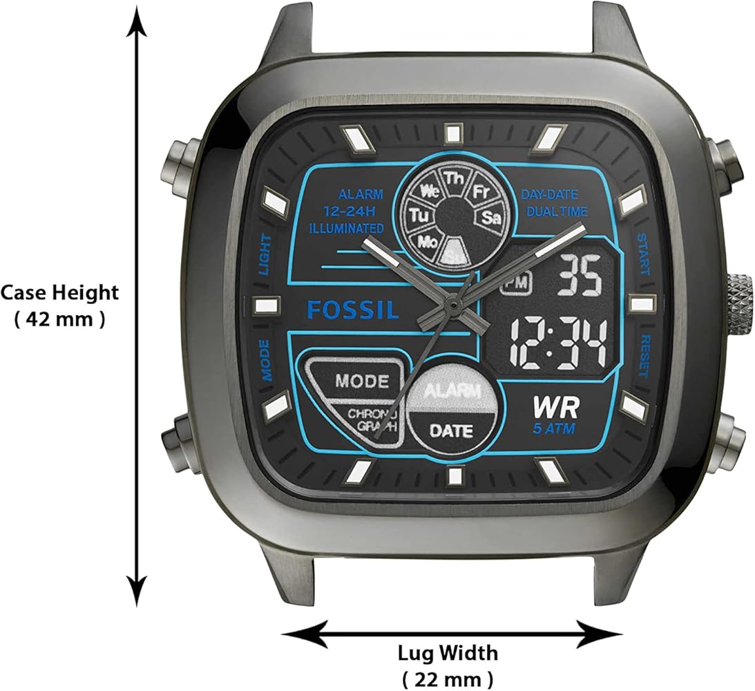  Shop Authentic Fossil Retro Analog-Digital Black Dial Grey Steel Strap Watch for Men - FS5892 - Luxxuri