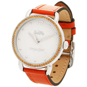 Coach Delancey White Dial Orange Leather Strap Watch for Women - 14502880