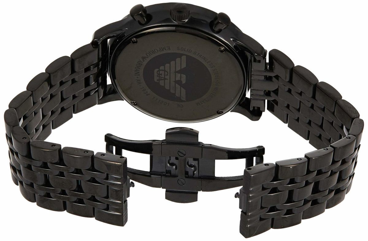  Shop Authentic Emporio Armani Chronograph Black Dial Black Steel Strap Watch For Men - AR1934 - Luxxuri