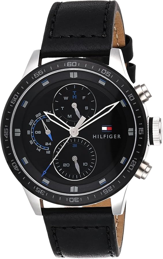  Shop Authentic Tommy Hilfiger Trent Chronograph Quartz Black Dial Black Leather Strap Watch For Men - 1791810 - Luxxuri