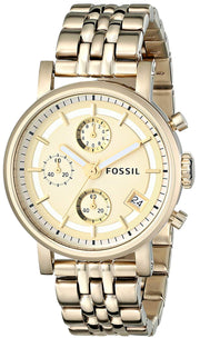  Shop Authentic Fossil Boyfriend Chronograph Gold Dial Gold Steel Strap Watch for Women - ES2197 - Luxxuri