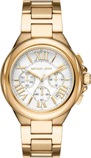  Shop Authentic Michael Kors Camille Chronograph White Dial Gold Steel Strap Watch For Women - MK7270 - Luxxuri