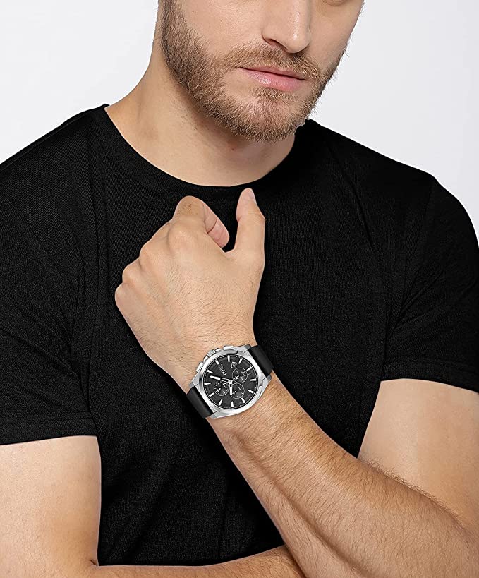  Shop Authentic Hugo Boss Grandmaster Chronograph Black Dial Black Leather Strap Watch for Men - 1513881 - Luxxuri