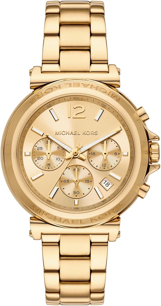  Shop Authentic Michael Kors Maren Chronograph Gold Dial Gold Steel Strap Watch for Women - MK7493 - Luxxuri