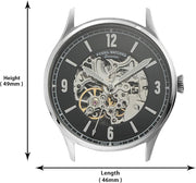  Shop Authentic Fossil Forrester Automatic Skeleton Black Dial Silver Steel Strap Watch for Men - ME3180 - Luxxuri
