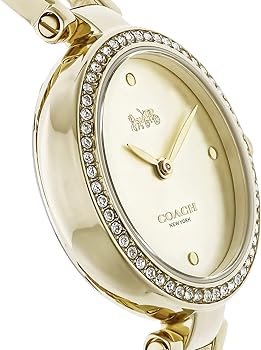Coach Park Diamonds Gold Dial Gold Steel Strap Watch for Women - 14503171