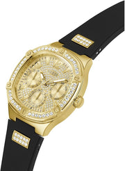  Shop Authentic Guess Duchess Crystals Gold Dial Black Silicon Strap Watch For Women - GW0619L2 - Luxxuri