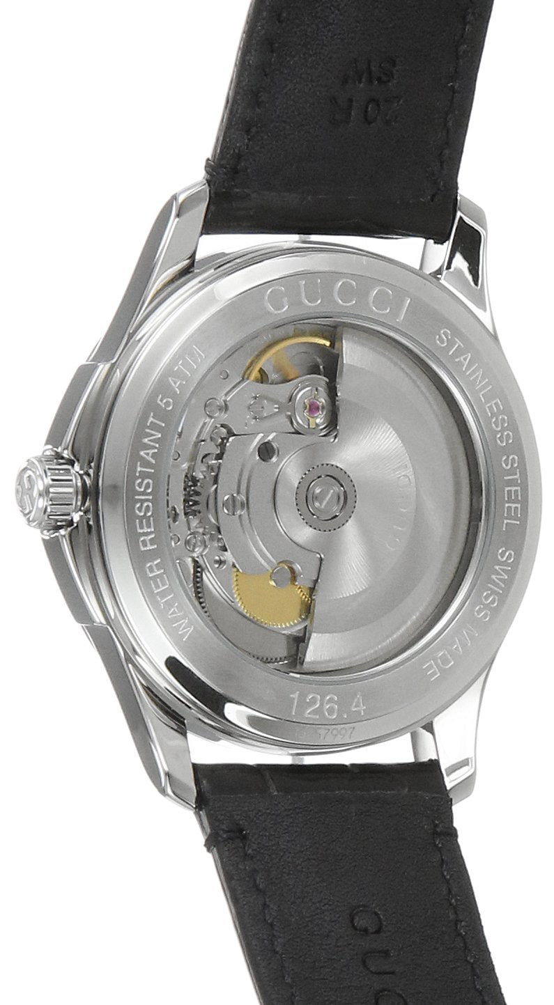  Shop Authentic Gucci G Timeless Automatic Black Dial Black Leather Strap Watch For Women - YA126469 - Luxxuri