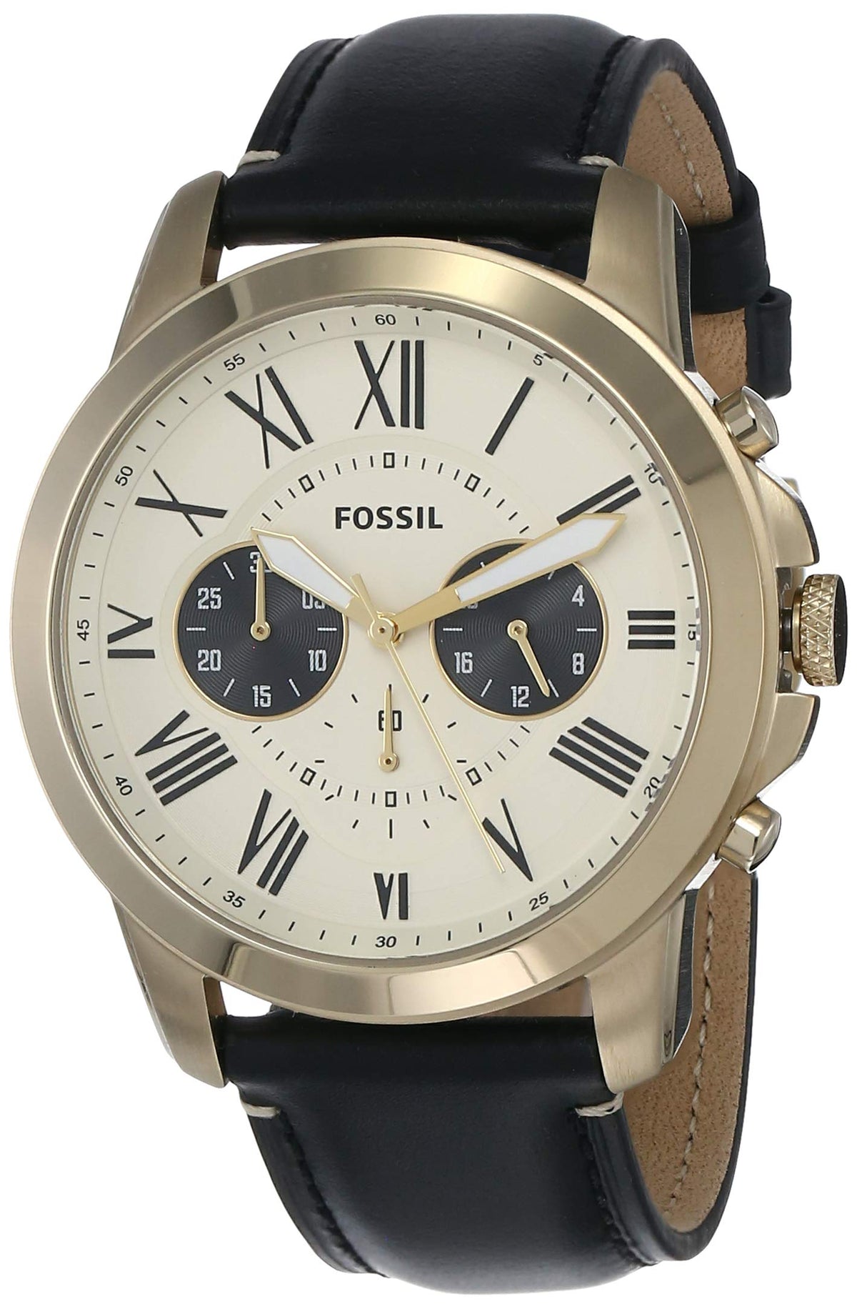  Shop Authentic Fossil Grant Chronograph White Dial Black Leather Strap Watch for Men - FS5272 - Luxxuri