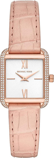  Shop Authentic Michael Kors Lake Quartz White Dial Pink Leather Strap Watch For Women - MK2763 - Luxxuri
