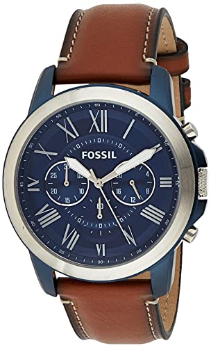  Shop Authentic Fossil Grant Chronograph Blue Dial Brown Leather Strap Watch for Men - FS5151 - Luxxuri
