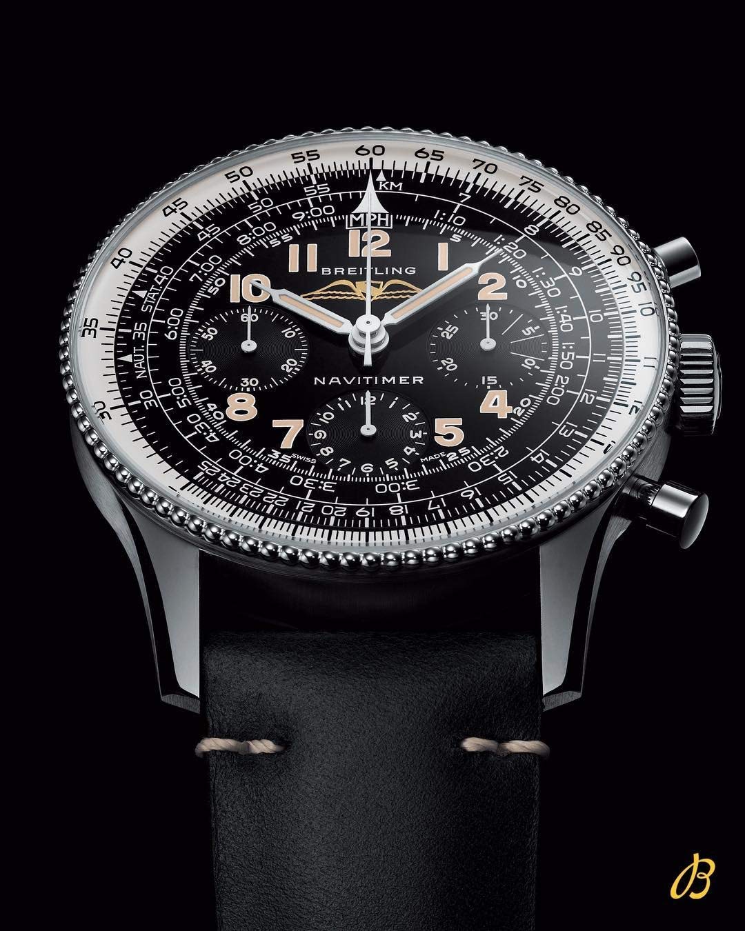 Shop Authentic Breitling Navitimer Ref. 806 1959 Re-Edition Black Dial Brown Leather Strap Watch for Men - AB0910371B1X1 - Luxxuri