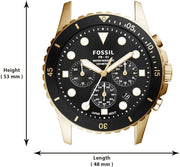  Shop Authentic Fossil FB-01 Chronograph Black Dial Gold Steel Strap Watch for Men - FS5836 - Luxxuri