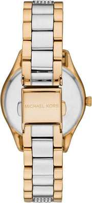  Shop Authentic Michael Kors Lauryn Crystal Pave Black Dial Two Tone Steel Strap Watch For Women - MK4403 - Luxxuri
