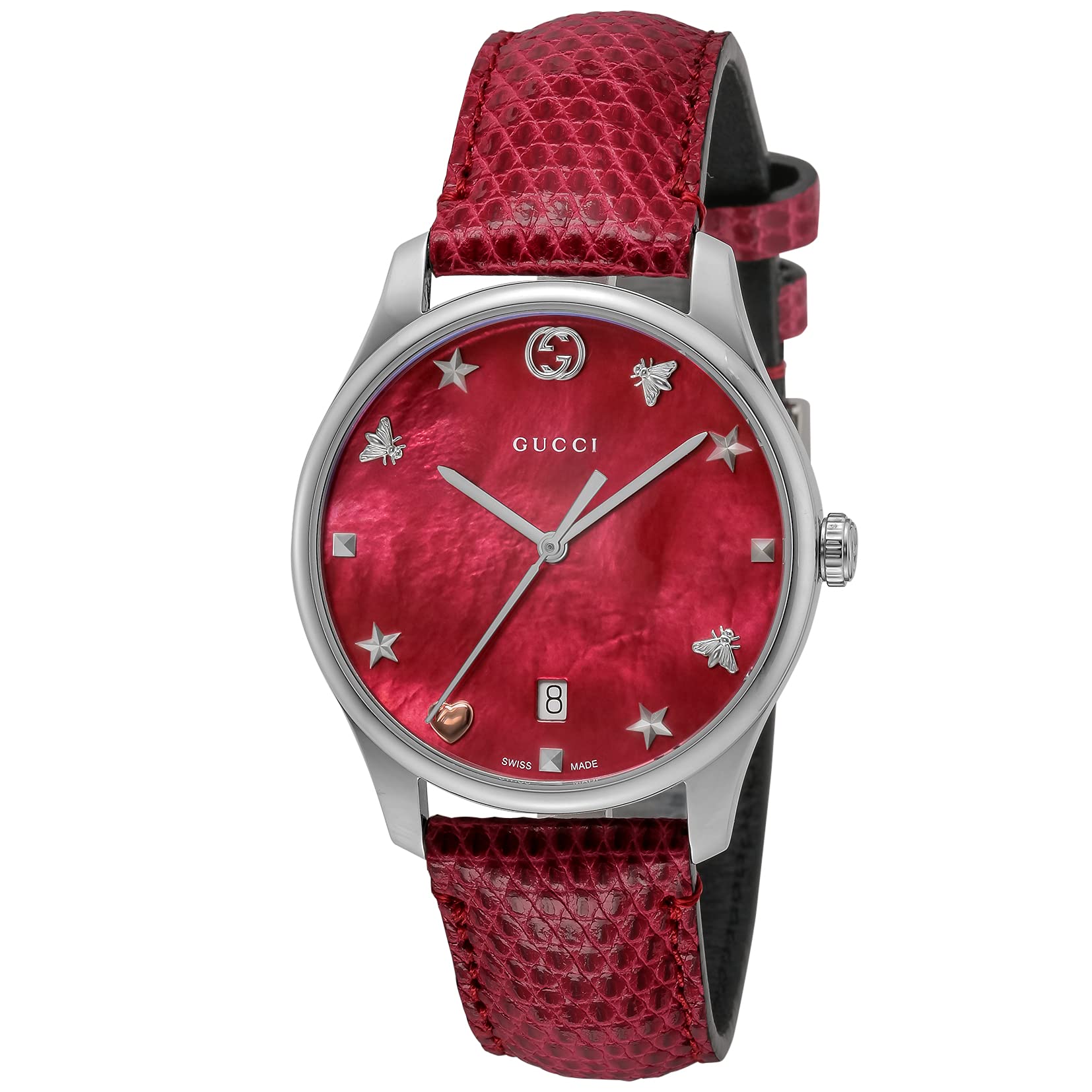  Shop Authentic Gucci G-Timeless Cherry Red Mother of Pearl Dial 27mm Watch For Women - YA126584 - Luxxuri