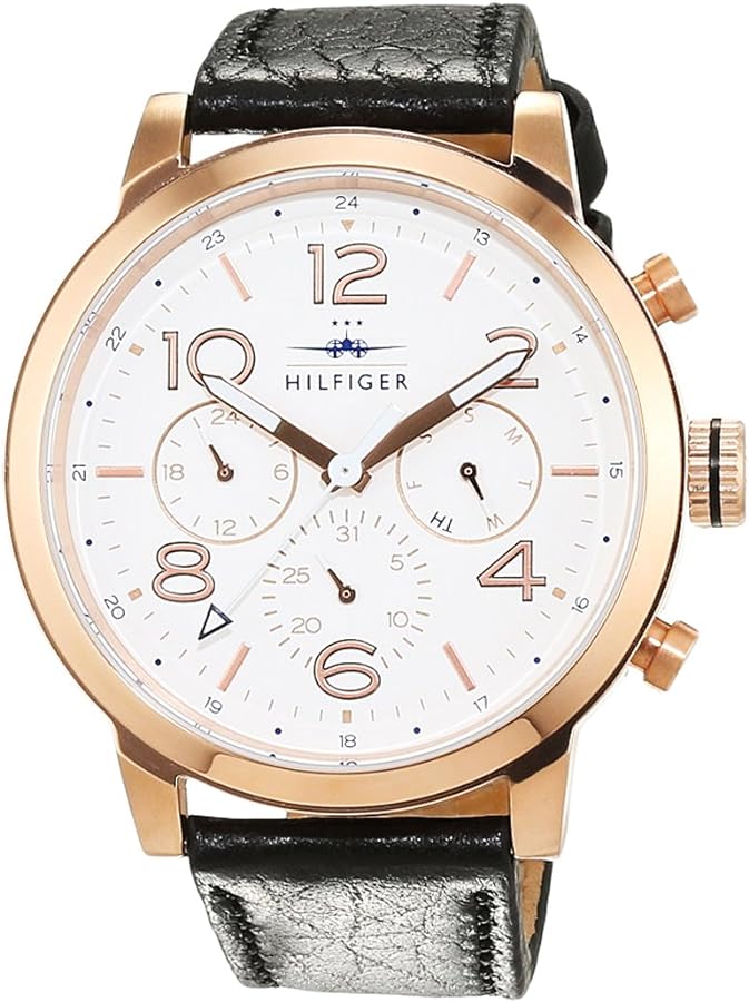  Shop Authentic Tommy Hilfiger Jake Multifunction White Dial Black Leather Strap Watch for Men - 1791236 - Luxxuri