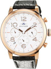  Shop Authentic Tommy Hilfiger Jake Multifunction White Dial Black Leather Strap Watch for Men - 1791236 - Luxxuri