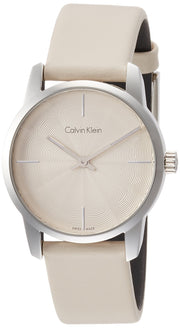  Shop Authentic Calvin Klein City White Dial White Leather Strap Watch for Women - K2G231XH - Luxxuri